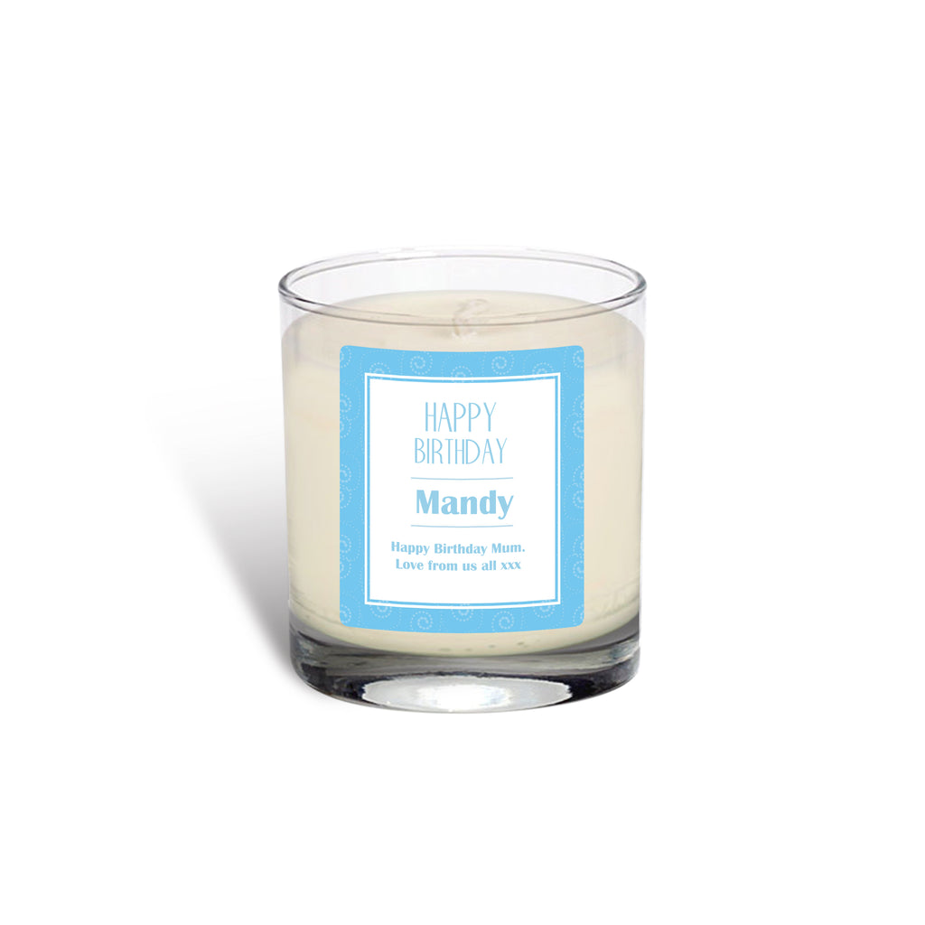 Personalised Happy Birthday Chic Swirls Vanilla Scented Candle