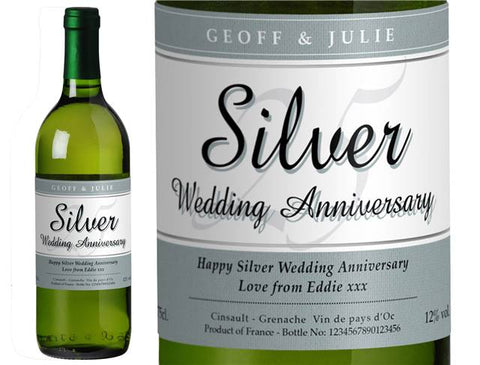 25th Anniversary Personalised White Wine