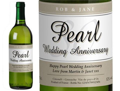 30th Anniversary Personalised White Wine