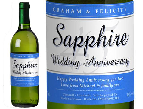 45th Anniversary Personalised White Wine