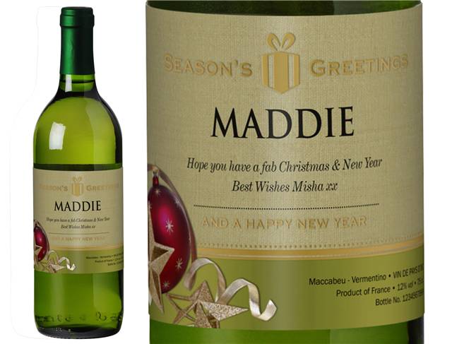 Christmas Bauble Personalised White Wine