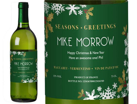 Snowflakes Personalised White Wine