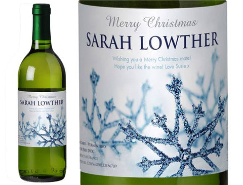 Winter Snow Personalised White Wine