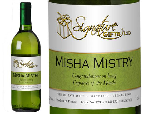 Corporate Ribbon Personalised White Wine