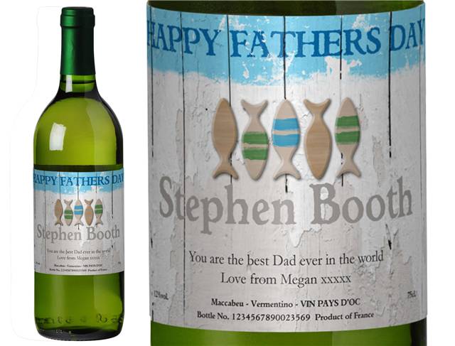 Father's Day Fishing Personalised White Wine
