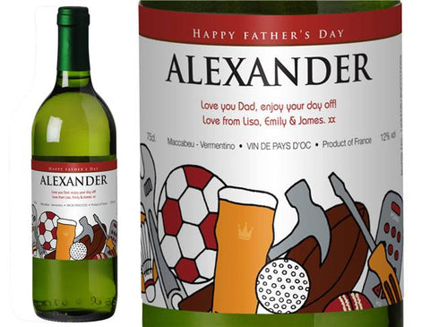 Father's Day Montage Personalised White Wine