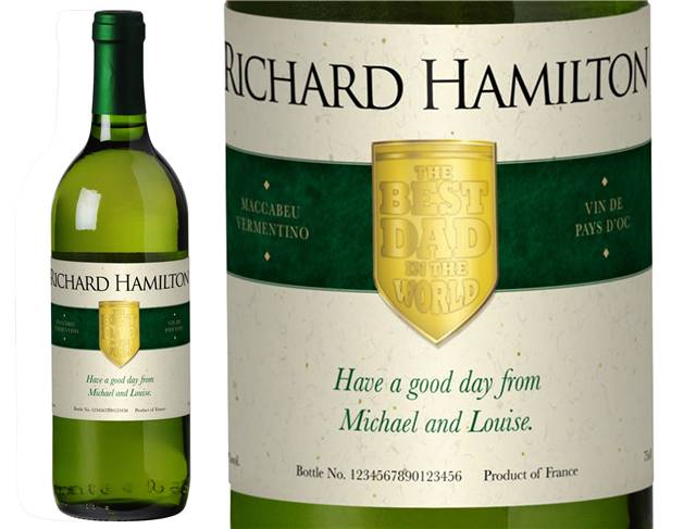 Father's Day Shield Personalised White Wine