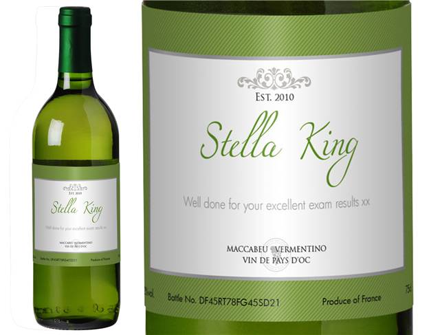 Green Frame Personalised White Wine
