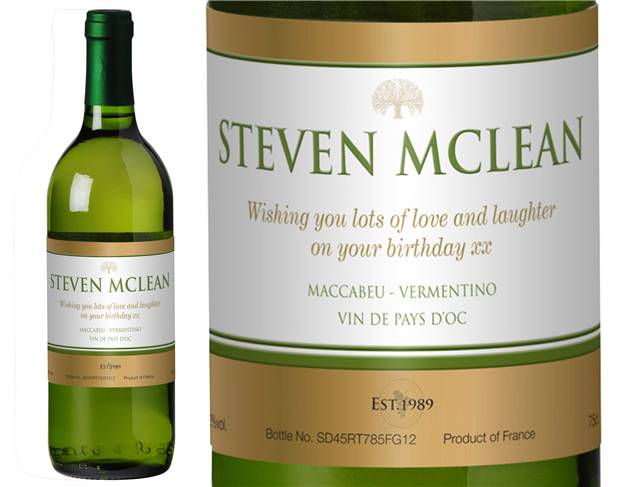 Gold Personalised White Wine