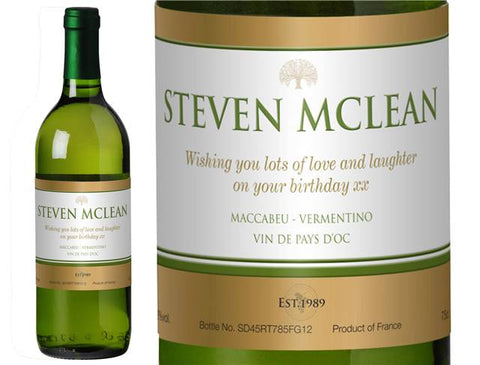 Gold Personalised White Wine
