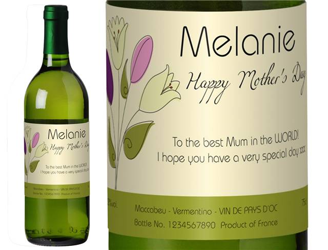 Mother's Day Bouquet Personalised White Wine