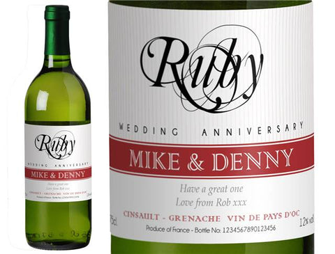 40th Anniversary Personalised White Wine