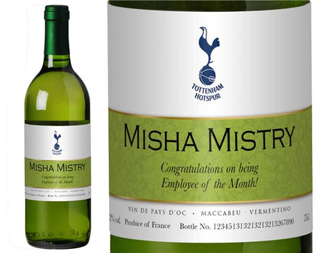 Spurs Ribbon Personalised White Wine