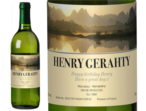 Sunset Personalised White Wine