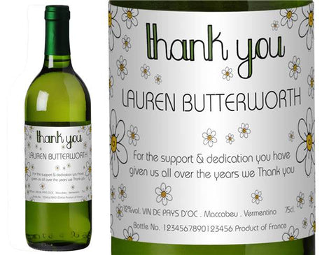 Thank You Daisies Personalised White Wine