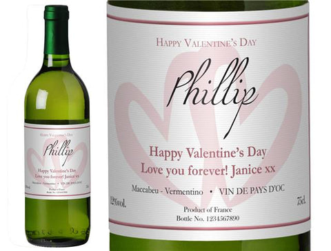 Valentine's Day Classic Personalised White Wine
