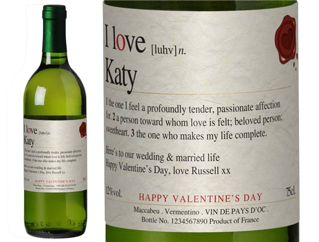 I Love You Valentine Personalised White Wine