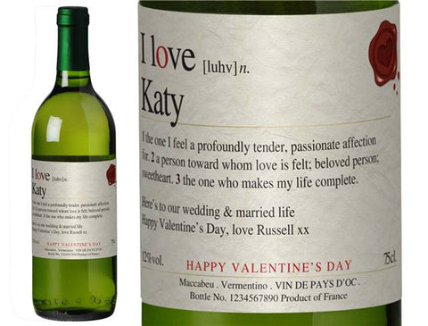 I Love You Valentine Personalised White Wine