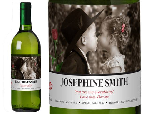 The Valentine Kiss Personalised White Wine