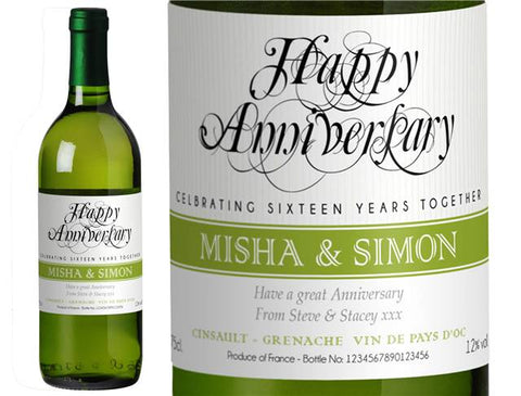 Anniversary Personalised White Wine