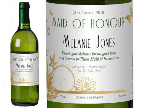 Wedding Flowers Personalised White Wine
