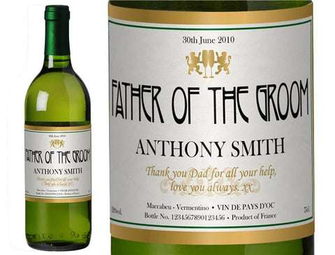 Gold Frame Wedding Personalised White Wine
