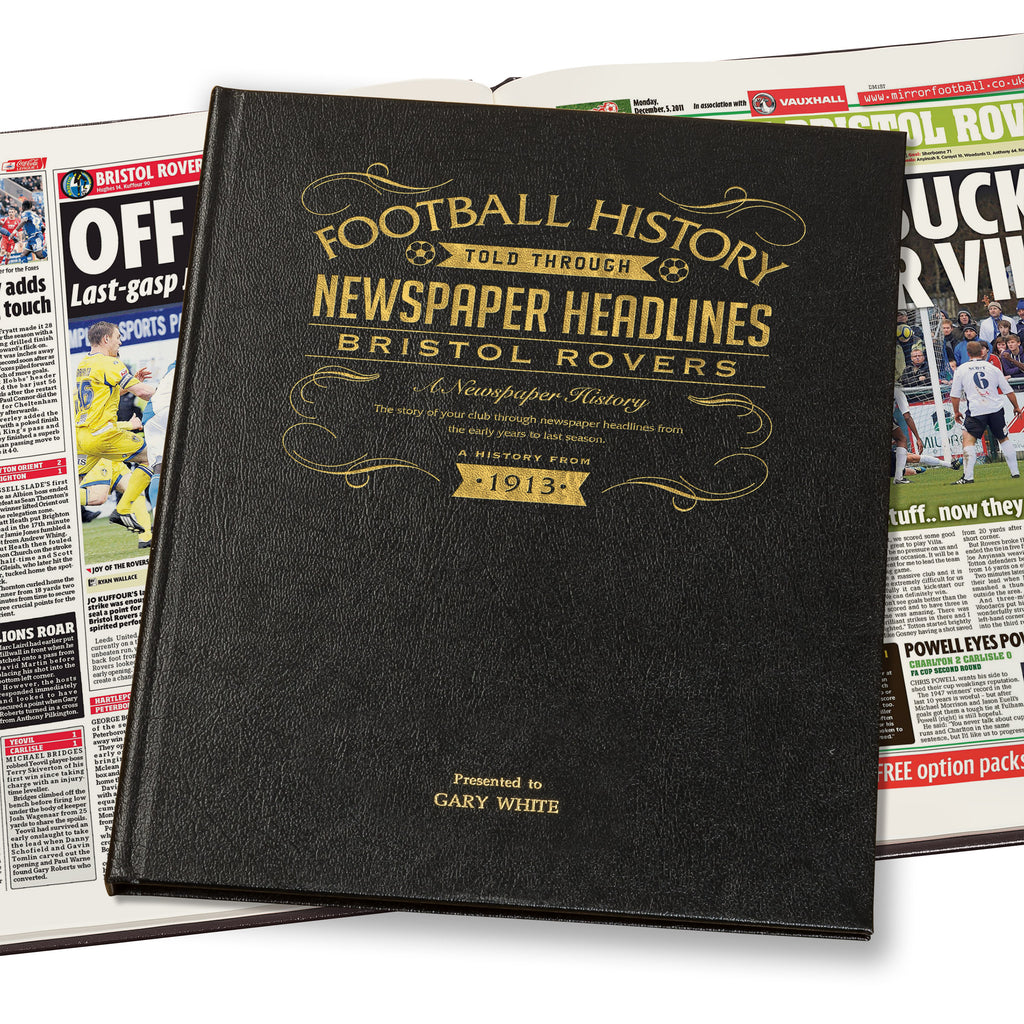 Bristol Rovers Football Newspaper Book Leather Black Cover