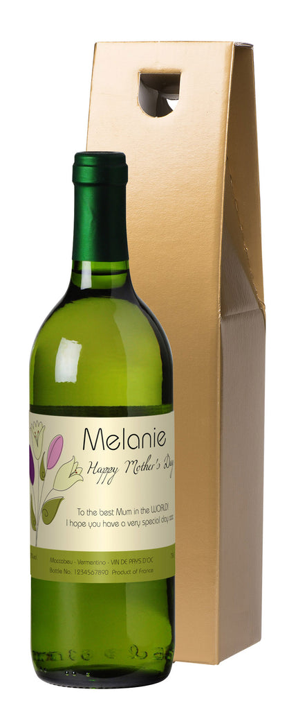 French AC Mother's Day Bouquet White Wine in a Gold Box