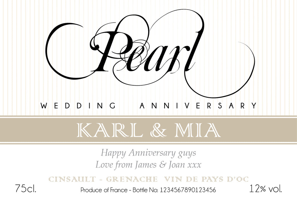 Pearl Anniversary Labels for Rosé Wine