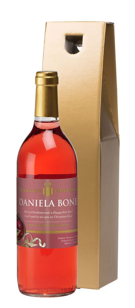 French VdP Christmas Baubles Rosé Wine in a Gold Box