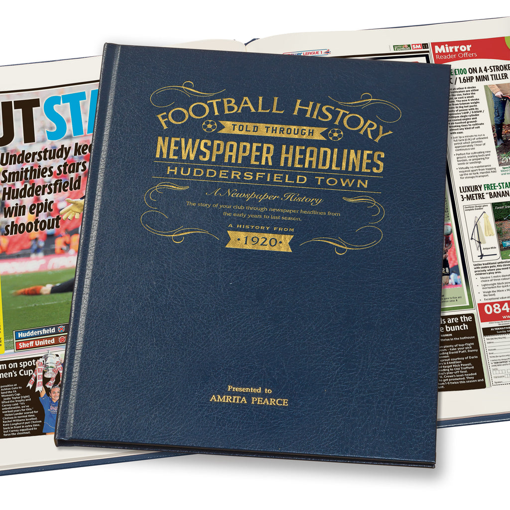 Huddersfield Football Newspaper Book Leather Blue Cover