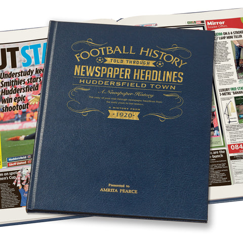Huddersfield Football Newspaper Book Leather Blue Cover