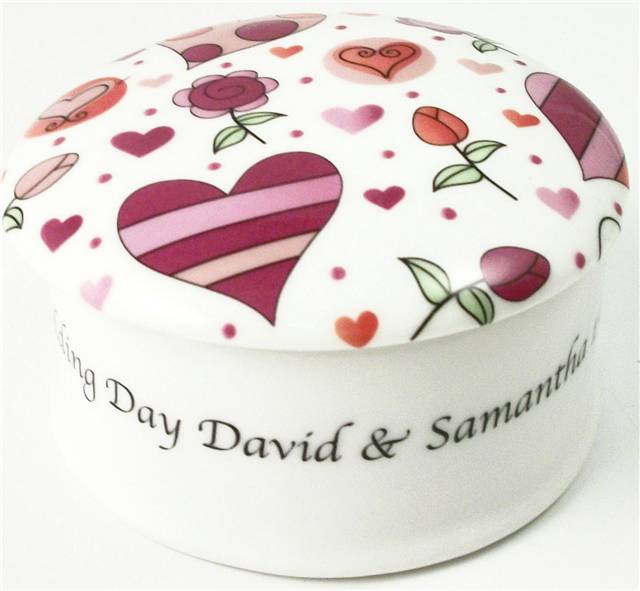 Hearts & Roses 3" Round Trinket Box