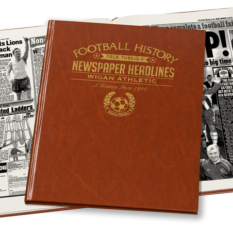 Wigan Athletic Newspaper Book - Brown Leatherette