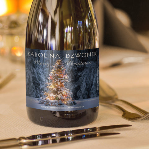 Tree Lights Christmas Personalised Prosecco