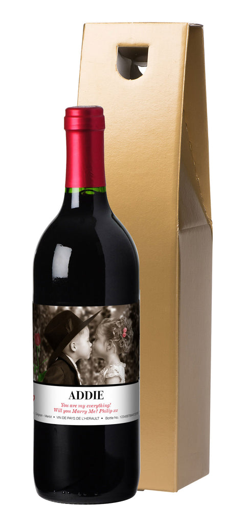 French AC The Valentine Kiss Red Wine in a Gold Gift Box