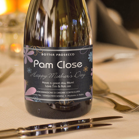 Mother's Day Flowers Personalised Prosecco