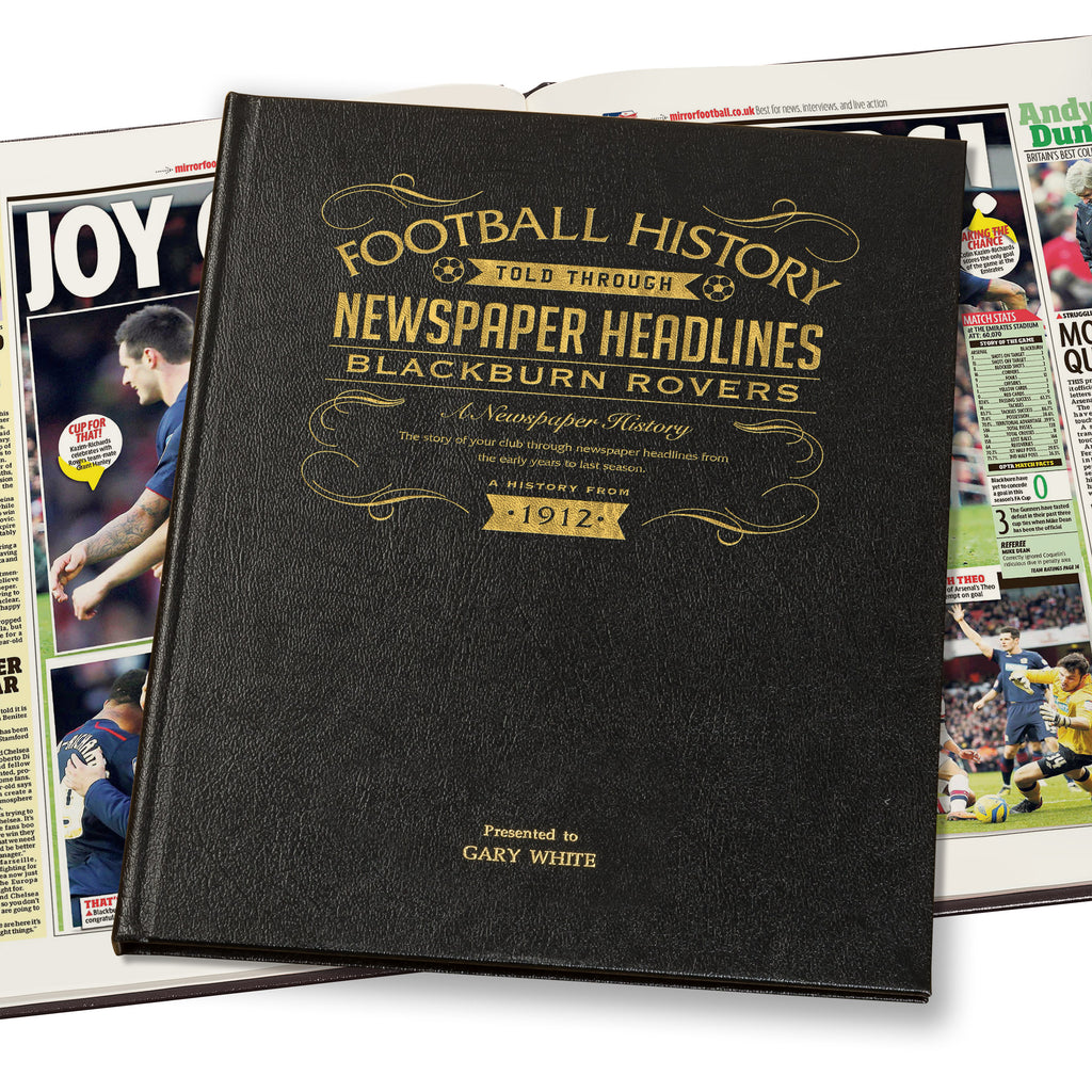Blackburn Football Newspaper Book - Leather Black Cover