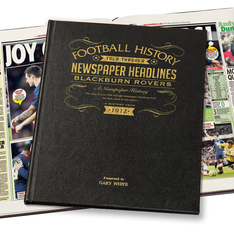 Blackburn Football Newspaper Book - Leather Black Cover
