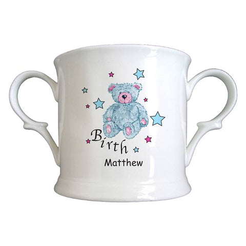 Teddy & Stars Blue Birth Bone China Loving Cup