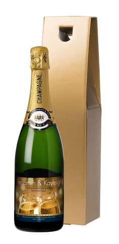 Flutes Engagement Champagne in a Gold Gift Box
