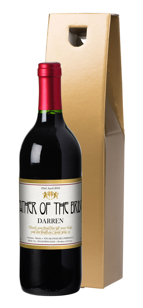 French VdP Gold Frame Wedding Red Wine in a Gold Box