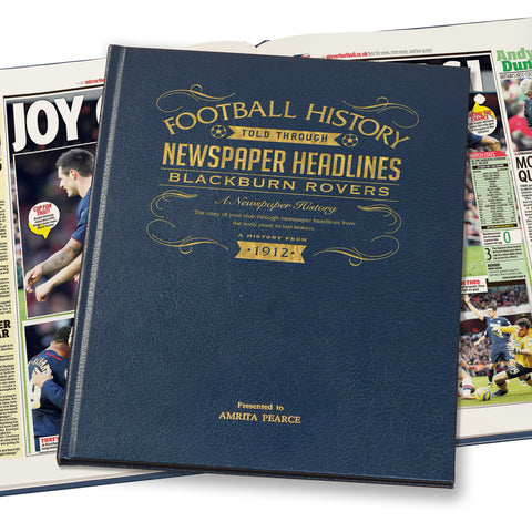 Blackburn Football Newspaper Book - Leather Blue Cover