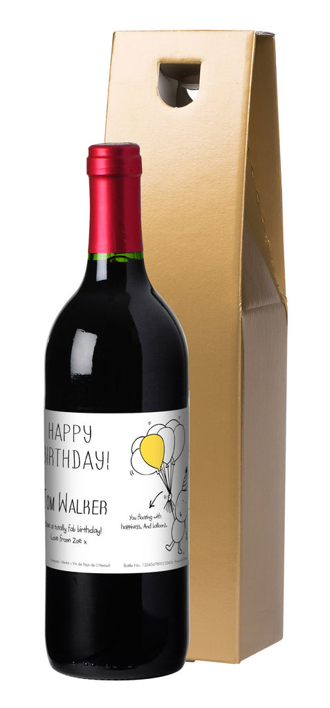 French AC Chilli & Bubble's Birthday Red Wine in a Gold Gift Box