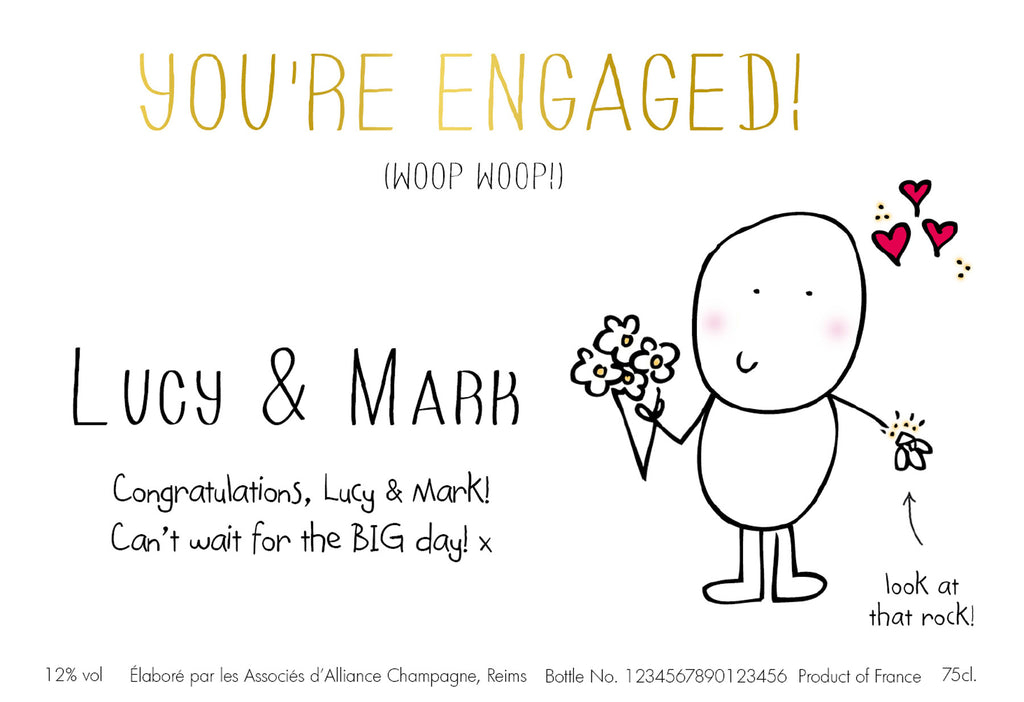 Chilli & Bubble’s Engagement Labels for Champagne