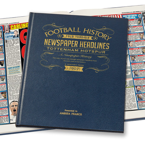 Tottenham Hotspur Newspaper Book - Leather Blue Cover
