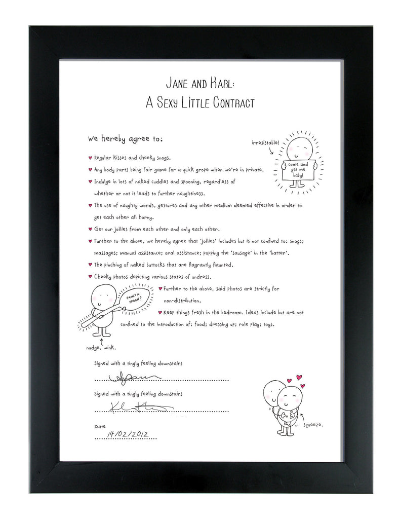 Chilli & bubble's Sexy Little Contract in a Black Frame