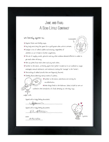 Chilli & bubble's Sexy Little Contract in a Black Frame