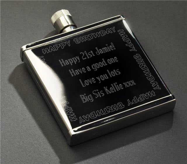 Happy Birthday S/S 2oz Hipflask