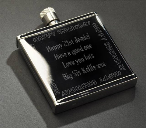 Happy Birthday S/S 2oz Hipflask